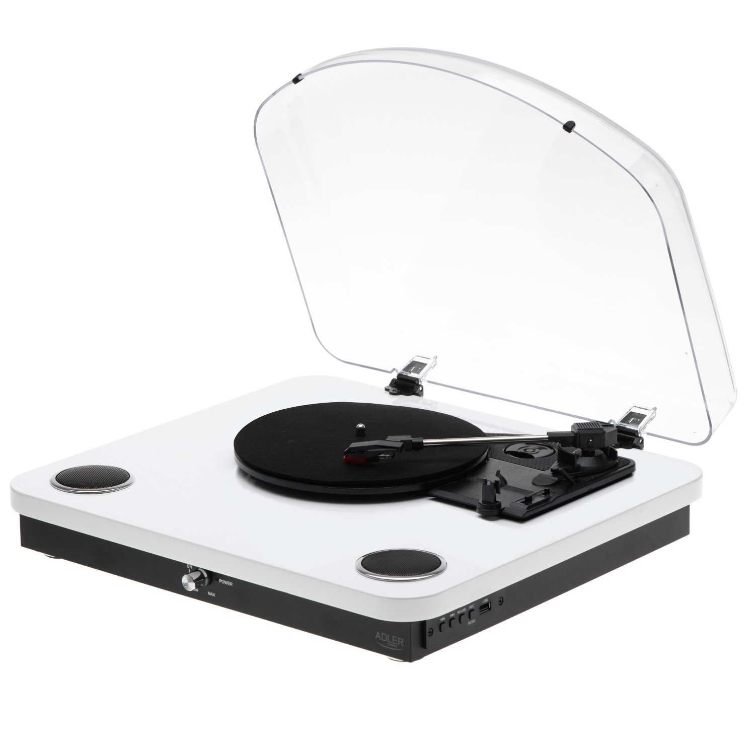 Виниловый проигрыватель Adler AD 1914 белый с Bluetooth/MP3/USB/RCA/записью