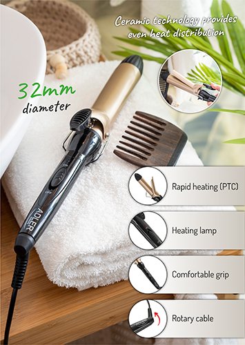 Плойка для волос Adler AD 2112, 120 Вт, 32мм