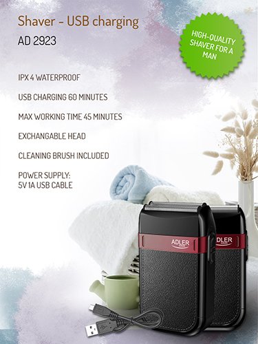 Электробритва Adler AD 2923, USB-зарядка