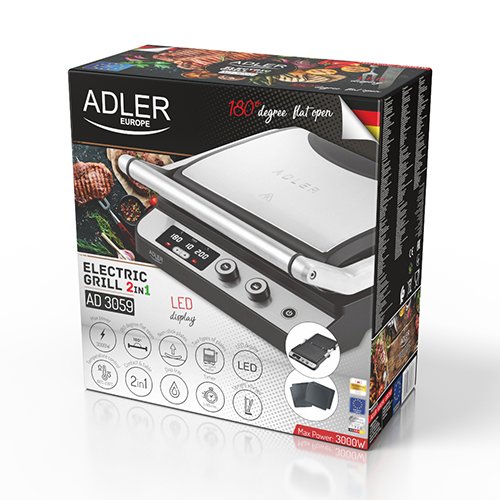 Электрогриль Adler AD 3059, 3000 Вт