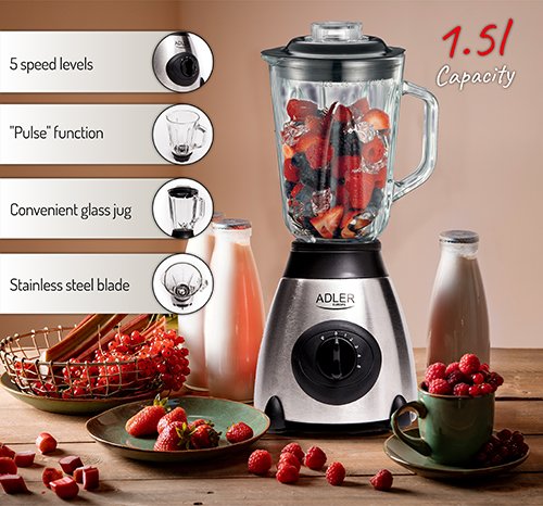 Блендер Adler AD 4070, 600 Вт, 1.5 л, черный