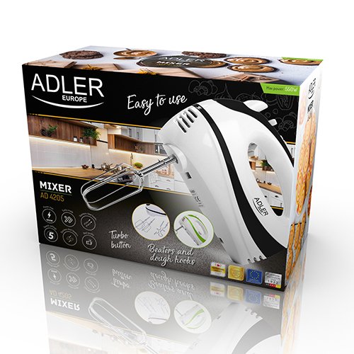 Миксер Adler AD 4205 b, 300 Вт, белый