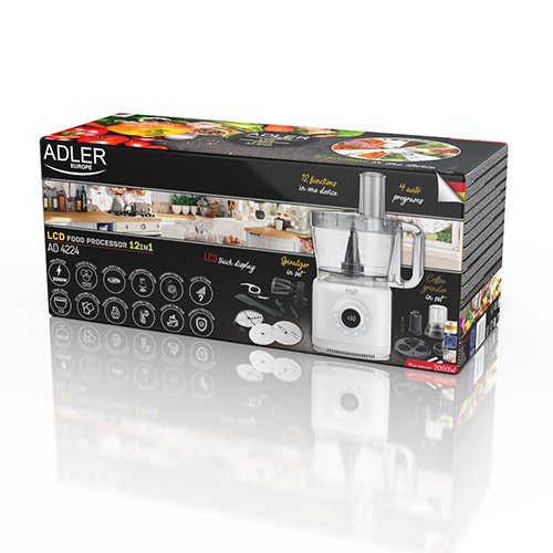 Кухонный комбайн Adler AD 4224 LCD 12 в 1, 2000 W, белый