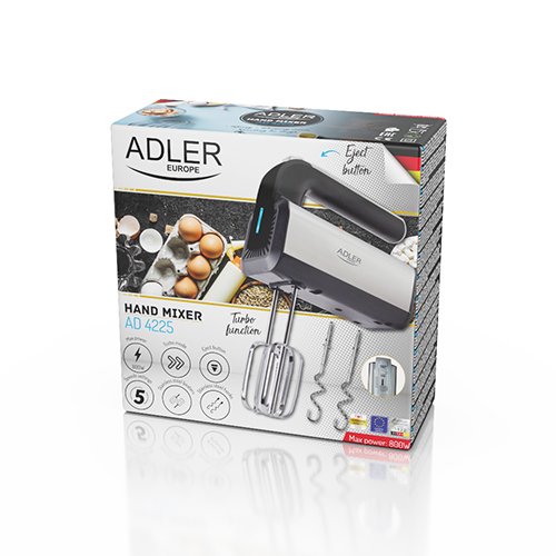 Миксер Adler AD 4225, 800 Вт, нержавеющая сталь