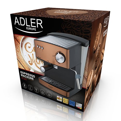 Рожковая кофеварка Adler AD 4404, 850 Вт, 15 бар, медная