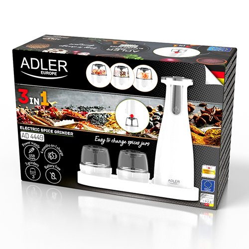 Мельница для соли и перца Adler AD 4449 белая
