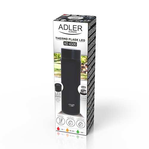 Термос Adler AD 4506bk, 473мл, со светодиодным сенсорным дисплеем