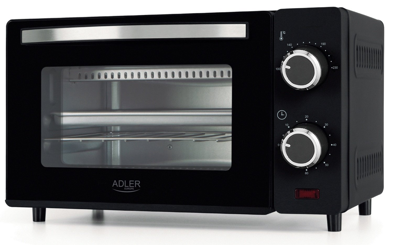 Электрическая печь Adler AD 6032, 1000Вт, 230 градусов, 9л, таймер, черный