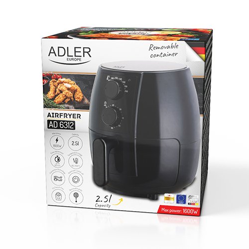 Аэрогриль Adler AD 6312 2,5 л, 1600 Вт, черный