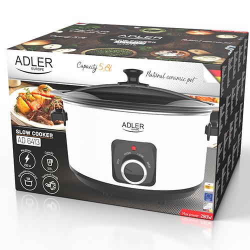 Мультиварка-медленноварка Adler AD 6413w, 5,8л