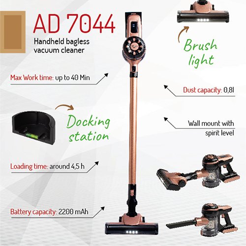 Ручной пылесос Adler AD 7044, 0.8 л, 250 Вт, Turbo