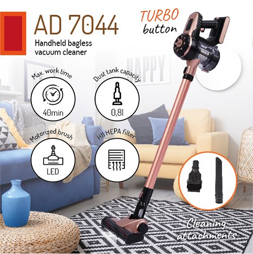 Ручной пылесос Adler AD 7044, 0.8 л, 250 Вт, Turbo