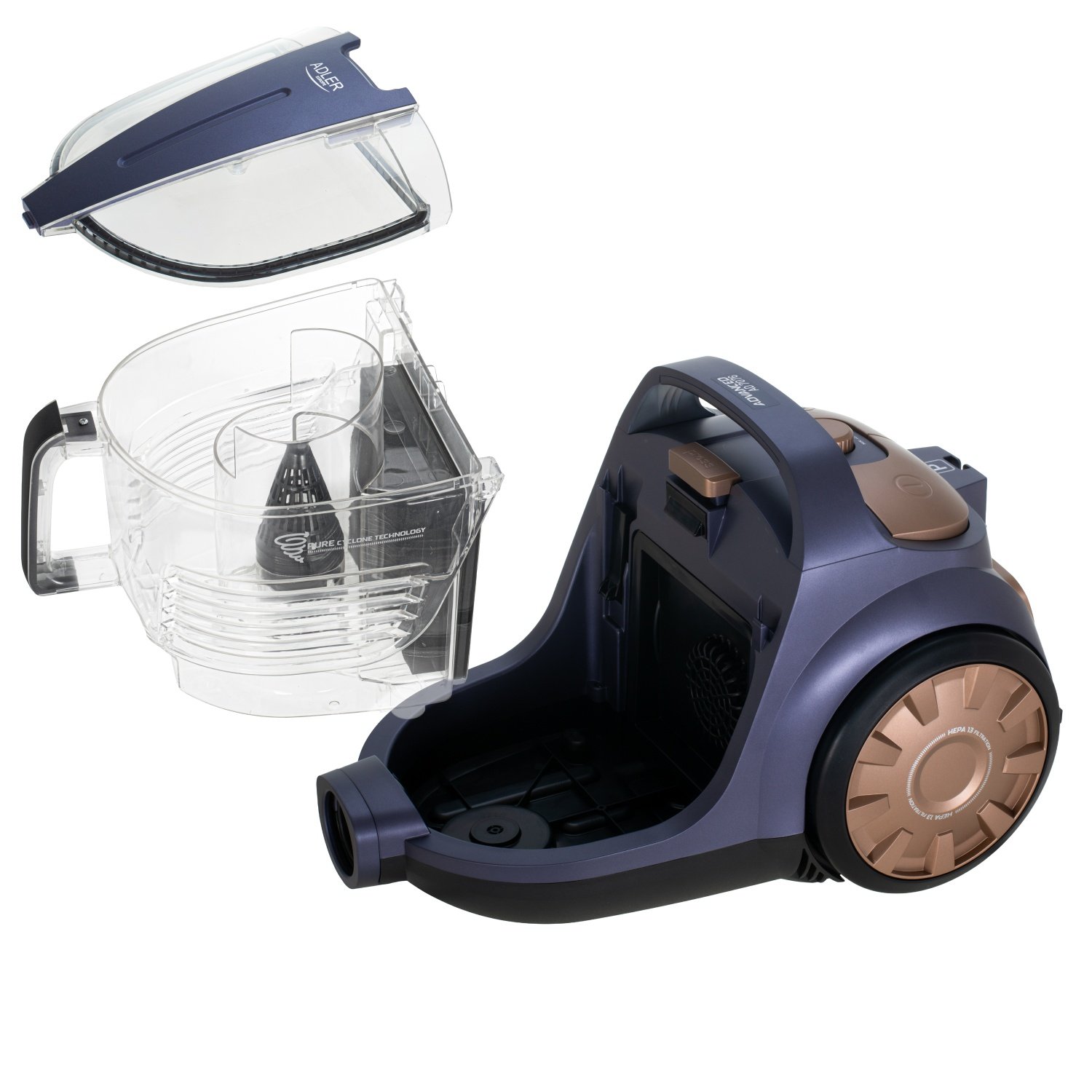 Контейнерный пылесос Adler AD 7076, 3.5л, 3000Вт, 80dB, фильтр HEPA