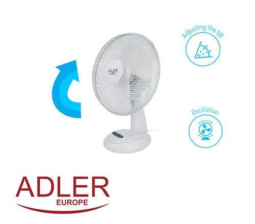 Вентилятор настольный Adler AD 7304, 90 Вт, диаметром 40 см, 3 настройки скорости