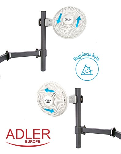 Вентилятор с зажимом и основанием Adler AD 7317, 30 Вт, диаметром 15 см, 2 скорости 