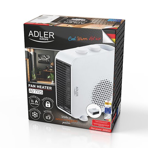 Тепловентилятор Adler AD 7725, 2000 Вт, белый