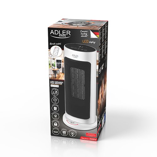 Тепловентилятор колонный керамический Adler AD 7738, 2000 Вт, пульт ДУ + Таймер