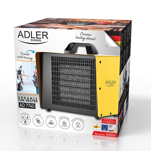 Керамический обогреватель Adler AD 7740, 3000 Вт, с термостатом
