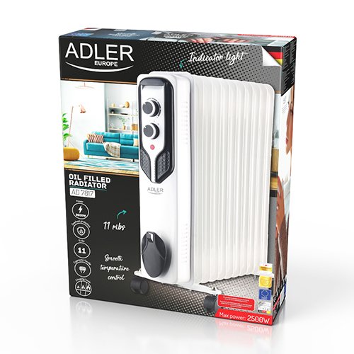 Масляный обогреватель Adler AD 7819, 2500 Вт, 3 уровня