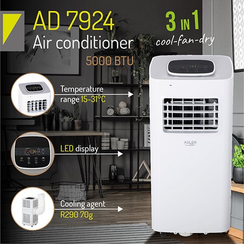 Портативный кондиционер Adler AD 7924, 5000 BTU