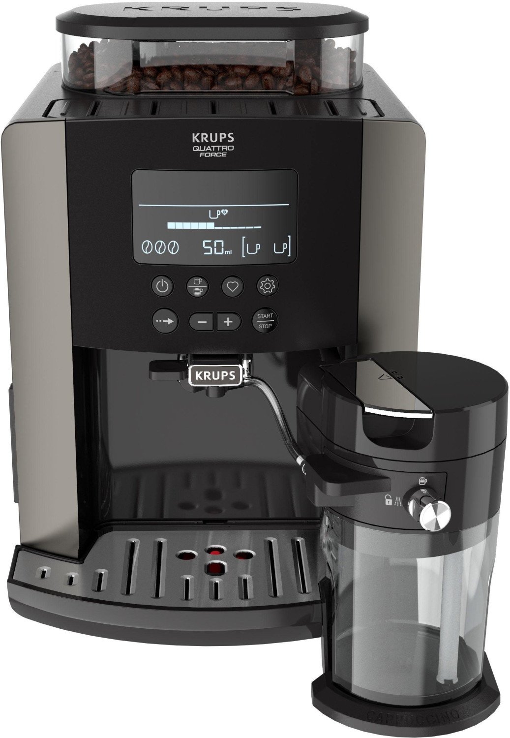 Автоматическая кофемашина KRUPS Arabica Latte EA819E10, 1,7л, 1450W, 15 bar, черный