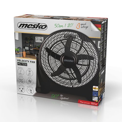 Вентилятор напольный Mesko MS 7330, 180 Вт, диаметром 50 см, 3 скорости 