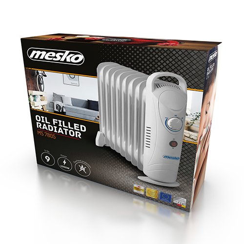 Масляный обогреватель Mesko MS 7805, 1000 Вт, плавный контроль температуры