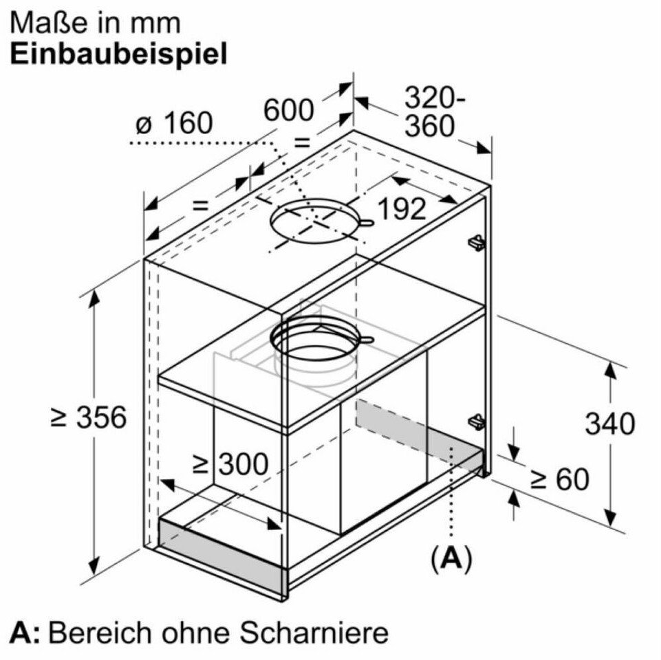 Вытяжка встраиваемая Bosch DBB63BC60, 384 m³/h, 60 см, черная