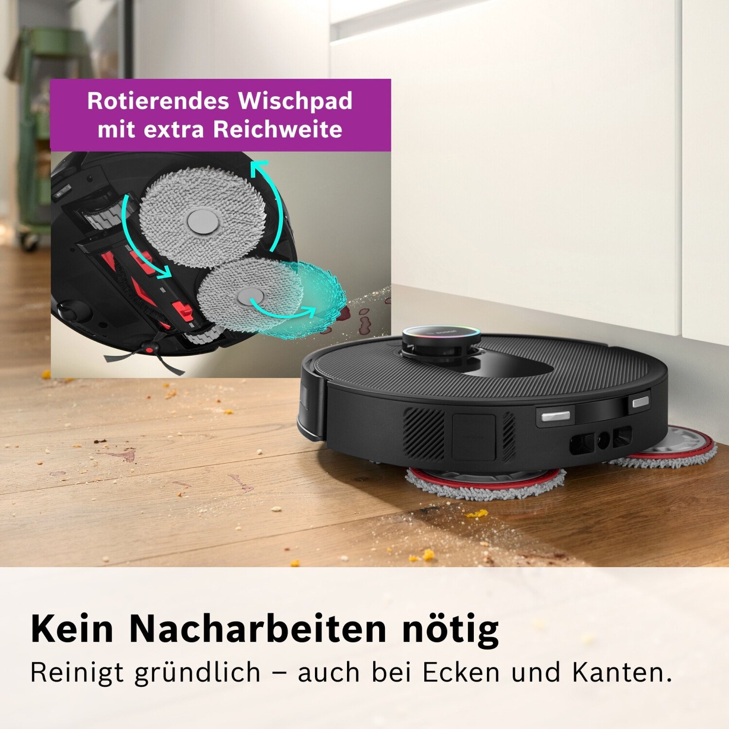 Aspirator robot pentru curatare uscata si umeda Bosch Spotless Max Cam BCRDW3BX, 0.27l, 14.4V, max 160 min, Wi-Fi