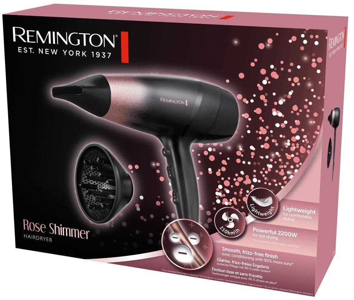 Uscător de păr Remington Rose Shimmer D5305, 2200W, 2 viteze, 3 trepte temperatura
